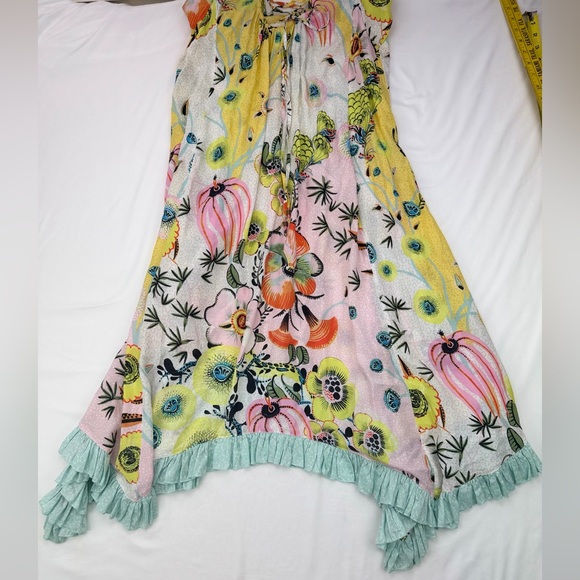 Anthropology Margaux Floral Dress Pastel Floral Smocked Waist Lace Back Small - Picture 13 of 14